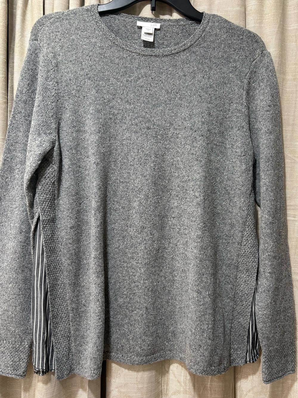 J. Jill Gray Long-Sleeve Sweater with Side Stripe Detail